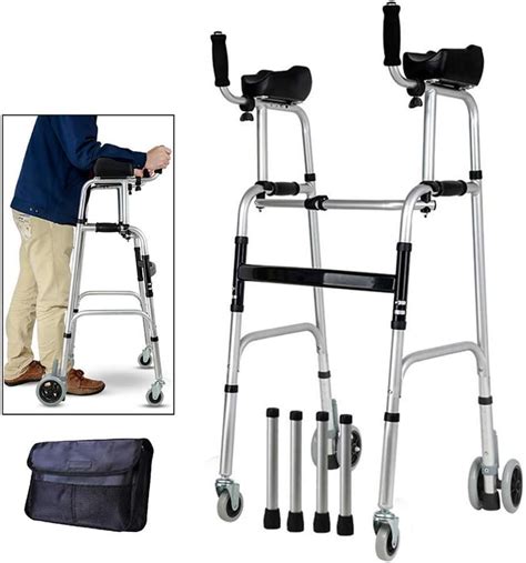 Amazon.com: Wheel Walking Frame with Armrest Support Pad Thick Aluminum ...