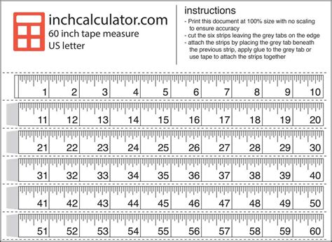 Printable Tape Measure - Free 60" Measuring Tape