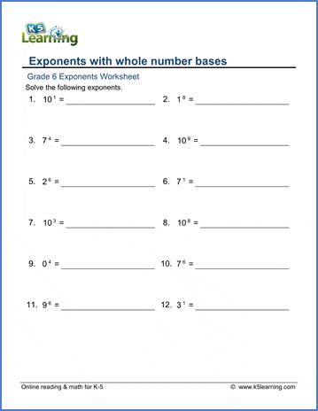 Exponents with whole number bases | K5 Learning