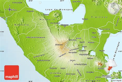 Physical Map of Managua