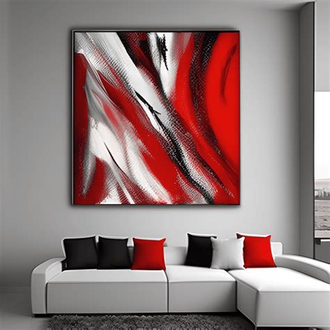 Red and White Abstract Painting · Creative Fabrica