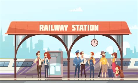 Free Vector | Railway Station Vector Illustration