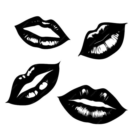 Premium Vector | A silhouette set of lips illustration