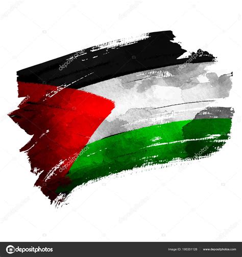 Bendera Palestina Pada Tinta Kuas Gambar Vektor Sapuan Vektor Stok oleh ...