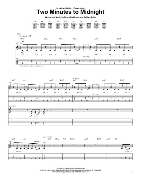 Two Minutes To Midnight by Iron Maiden - Guitar Tab - Guitar Instructor