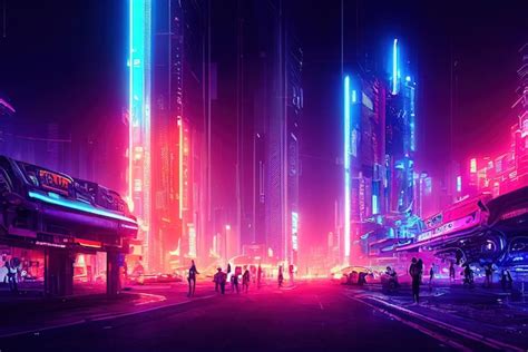 Premium Photo | Colorful cyberpunk metaverse city background concept ...