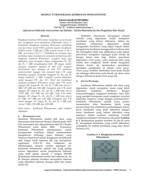 MODUL VI RANGKAIAN JEMBATAN WHEATSTONE