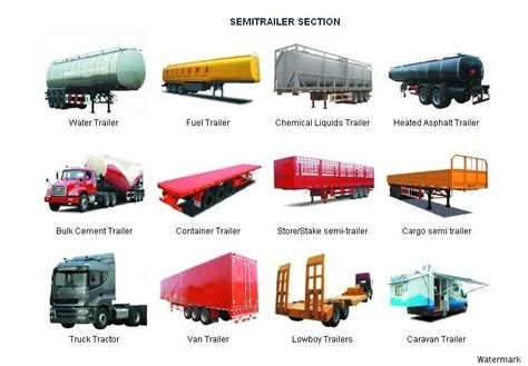 the semitrailer section is shown with different types of trailers and ...