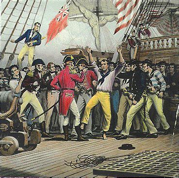 This shows impressment of US sailors by the British. This was one of ...