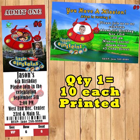 Little Einsteins Birthday Invitations 10 ea Personalized Custom Made