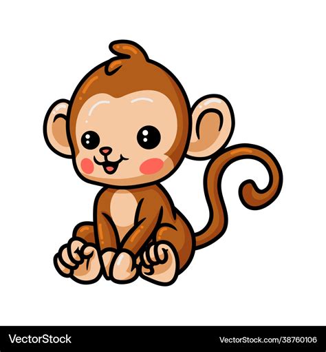 Cute baby monkey cartoon sitting Royalty Free Vector Image