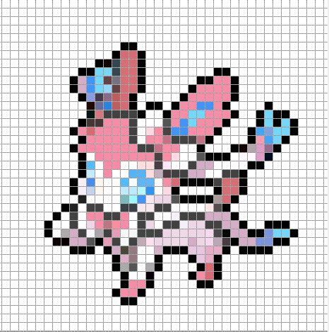 Sylveon perler | Pixel art pokemon, Easy pixel art, Pixel art grid