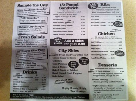 City Barbeque Menu, Menu for City Barbeque, Toledo, Toledo - Urbanspoon ...