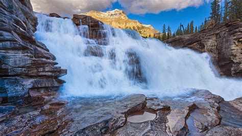 Athabasca Falls At Dusk Wallpapers Images Photos Pictures Backgrounds