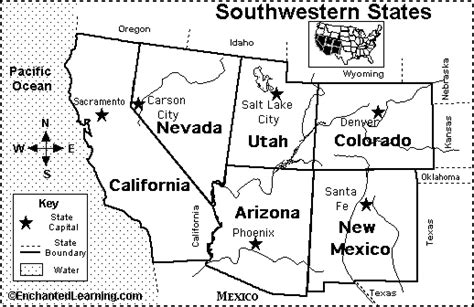 Southwest States And Capitals Quiz Printable