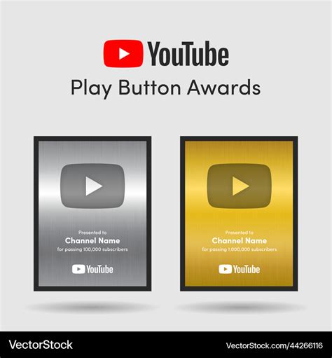 Youtube play button silver and golden awards Vector Image