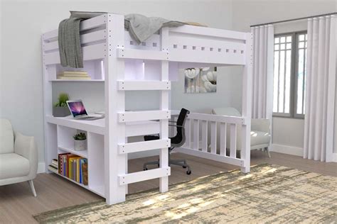 How to build a DIY Queen Size Loft Bed with a Desk - TheDIYPlan