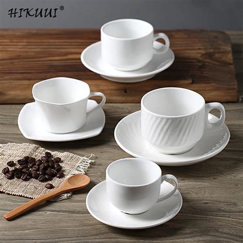 White Porcelain Coffee Cups Set With Saucer Coffee Tea Cup Ceramics ...