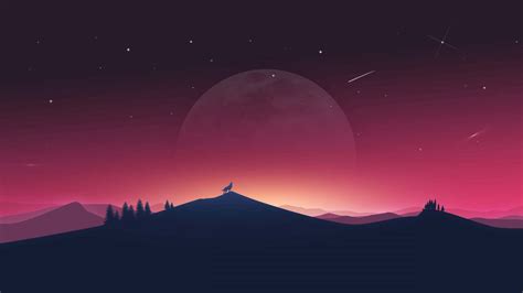 Download Aesthetic Computer 4k Red Sky Big Moon Wallpaper | Wallpapers.com