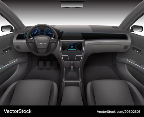 Realistic car interior with rudder dashboard Vector Image