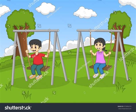 Children Playing Park Cartoon Stock Illustration 373090273 | Shutterstock