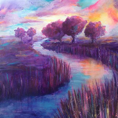 Acrylic Painting Acrylic Painting Online Class Purple Landscape using ...