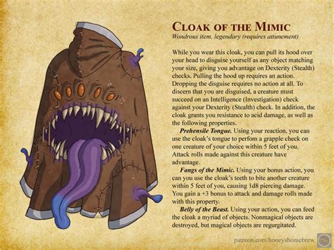 Cloak of the Mimic by HoneysHomebrew on DeviantArt Dungeons And Dragons ...