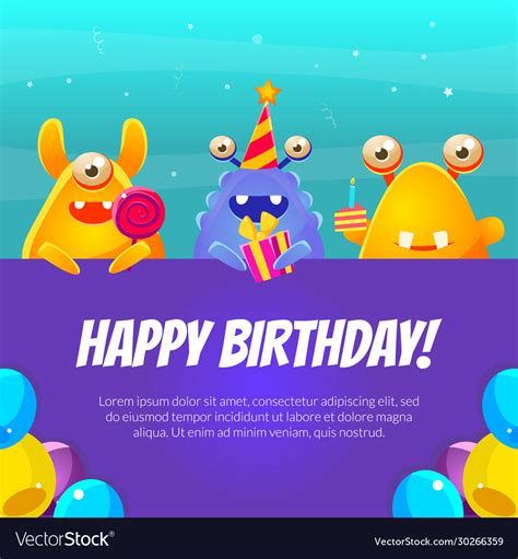 Happy birthday banner template with cute funny Vector Image