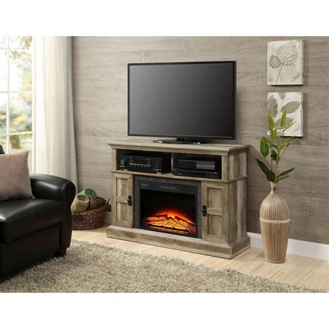 55" Weathered Rustic Electric Fireplace TV Stand Entertainment