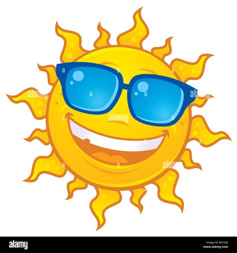 Vector cartoon sun character wearing sunglasses. Great for summer ...