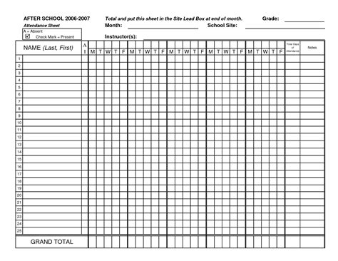 Attendance Sheet Format For Students Employee Monthly Xls | Attendance ...