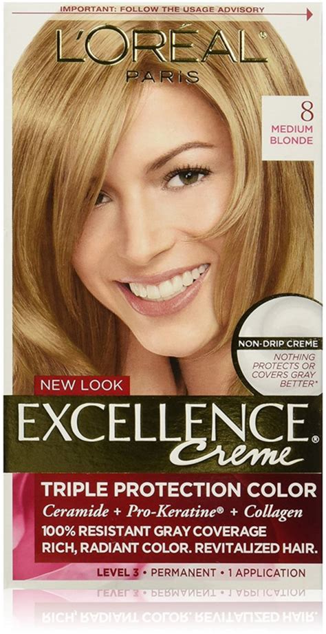 Buy LOreal Paris Excellence Creme Permanent Hair Color, 8 Medium Blonde ...