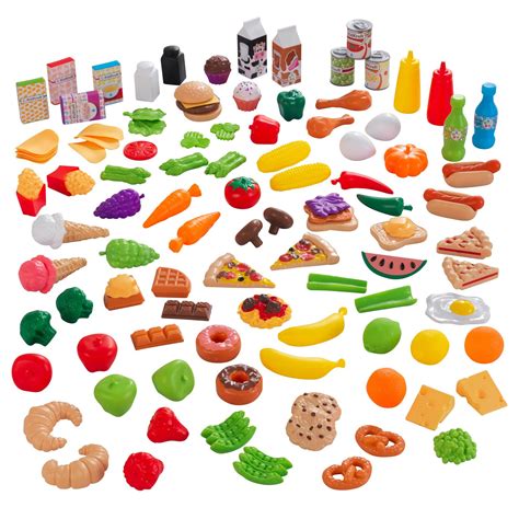 KidKraft 115-Piece Deluxe Tasty Treats Play Food Set, Plastic Grocery ...