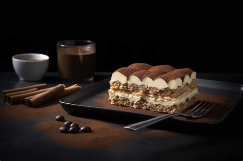 Premium AI Image | A piece of tiramisu cake with chocolate and coffee ...