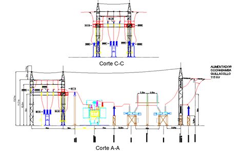 Section electric substation dwg file - Cadbull