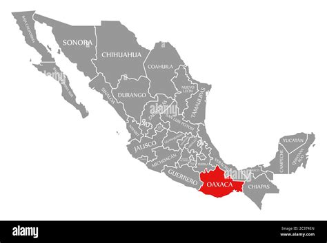 Oaxaca red highlighted in map of Mexico Stock Photo - Alamy