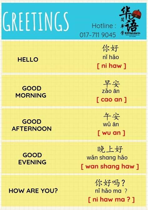 Greetings in Mandarin | Belajar, Bahasa china, Buku pelajaran