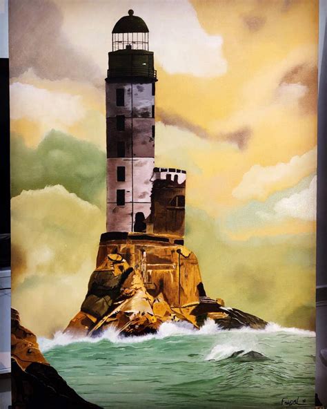 Beautiful view of lighthouse storm ,Oil painting 70x50 cm ( 3 months ...