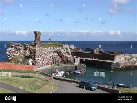 ruins of Dunbar Castle and harbour Scotland June 2010 Stock Photo - Alamy