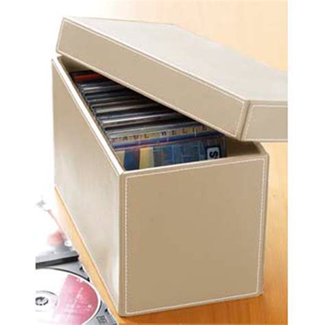 Cream Faux Leather CD Storage Box