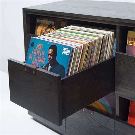 Dovetail Vinyl Record Storage Cabinet in Solid Ash with 3 Drawers For ...