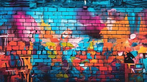 Premium AI Image | Vibrant Graffiti Wall Texture