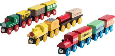 Wooden Train Set 12 Pcs Magnetic Includes 3 Engines-Toy Train Sets for ...