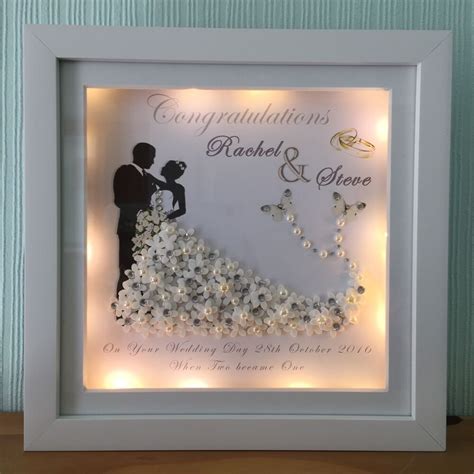 BRIDE AND GROOM WEDDING/ANNIVERSARY PERSONALISED LED DEEP BOX FRAME ...