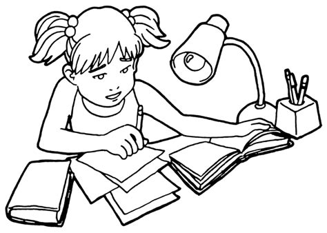 girl doing homework clipart black and white 20 free Cliparts | Download ...