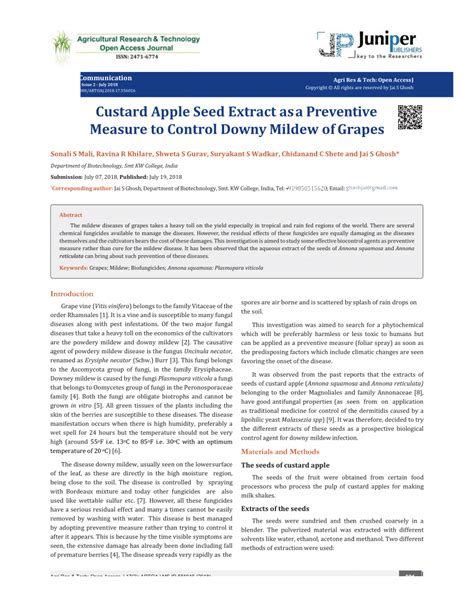 (PDF) Custard Apple Seed Extract as Measure to Control