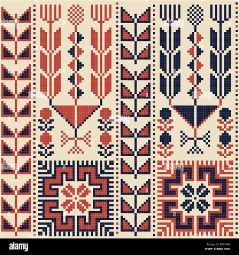 Seamless pattern design with traditional Palestinian embroidery motif ...