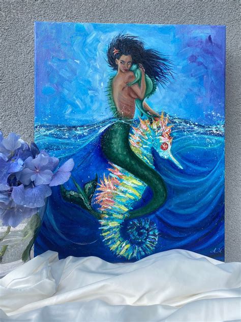 Siren mermaid original art oil painting | Etsy