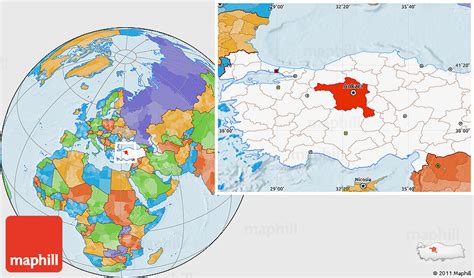 Political Location Map of Ankara, highlighted country