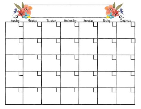 Collect Blank Calendar Pretty | Calendar Printables Free Blank